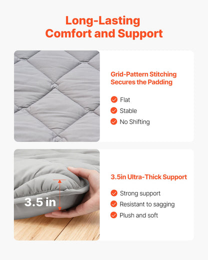 VEVOR Japanese Tatami Mat, Twin Size Foldable Japanese Tatami Mattress, Futon Mattress with Storage Bag & Fastener, 9-Layer Floor Mat for Sleeping, Dormitory, Meditation, Yoga, 80 x 39 x 3.5 in, Gray - BYTTM39INCH326VAO001V0 - view 6