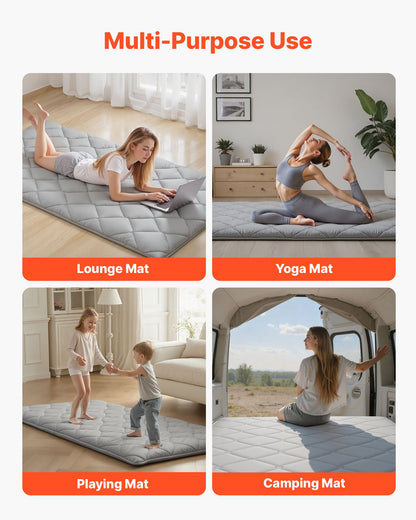 VEVOR Japanese Tatami Mat, Twin Size Foldable Japanese Tatami Mattress, Futon Mattress with Storage Bag & Fastener, 9-Layer Floor Mat for Sleeping, Dormitory, Meditation, Yoga, 80 x 39 x 3.5 in, Gray - BYTTM39INCH326VAO001V0 - view 8