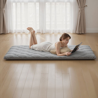 VEVOR Japanese Tatami Mat, Twin Size Foldable Japanese Tatami Mattress, Futon Mattress with Storage Bag & Fastener, 9-Layer Floor Mat for Sleeping, Dormitory, Meditation, Yoga, 80 x 39 x 3.5 in, Gray - BYTTM39INCH326VAO001V0 - view 9