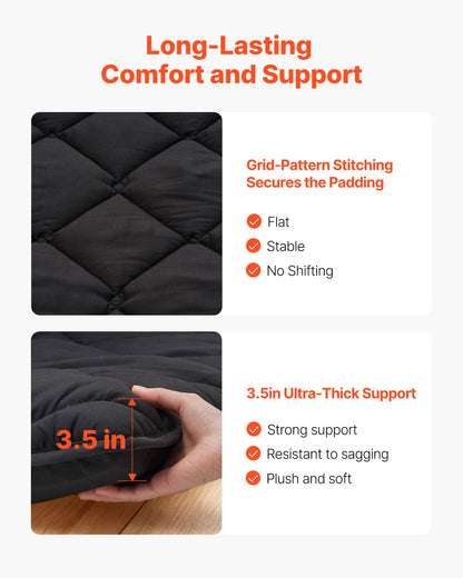 VEVOR Japanese Tatami Mat, Twin Size Foldable Japanese Tatami Mattress, Futon Mattress with Storage Bag & Fastener, 9-Layer Floor Mat for Sleeping, Dormitory, Meditation, Yoga, 80 x 39 x 3.5 in, Black - BYTTM39INCH3ORITK001V0 - view 6