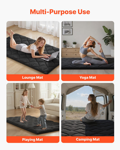 VEVOR Japanese Tatami Mat, Twin Size Foldable Japanese Tatami Mattress, Futon Mattress with Storage Bag & Fastener, 9-Layer Floor Mat for Sleeping, Dormitory, Meditation, Yoga, 80 x 39 x 3.5 in, Black - BYTTM39INCH3ORITK001V0 - view 8