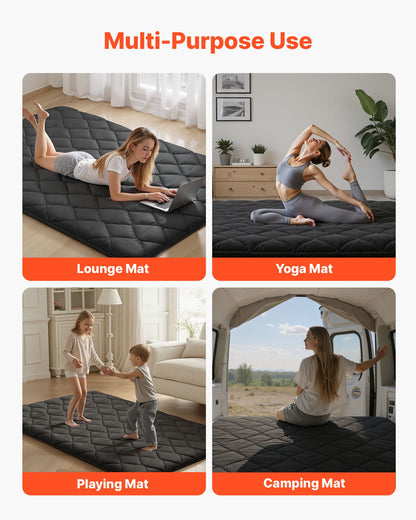 VEVOR Japanese Tatami Mat, Full Size Foldable Japanese Tatami Mattress, Futon Mattress with Storage Bag & Fastener, 9-Layer Floor Mat for Sleeping, Dormitory, Meditation, Yoga, 80 x 54 x 3.5 in, Black - BYTTM54INCH39H7LZ001V0 - view 8