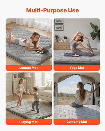 VEVOR Japanese Tatami Mat, Full Size Foldable Japanese Tatami Mattress, Futon Mattress with Storage Bag & Fastener, 9-Layer Floor Mat for Sleeping, Dormitory, Meditation, Yoga, 80 x 54 x 3.5 in, Gray - BYTTM54INCH3XSFR5001V0 - view 8