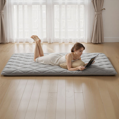 VEVOR Japanese Tatami Mat, Full Size Foldable Japanese Tatami Mattress, Futon Mattress with Storage Bag & Fastener, 9-Layer Floor Mat for Sleeping, Dormitory, Meditation, Yoga, 80 x 54 x 3.5 in, Gray - BYTTM54INCH3XSFR5001V0 - view 9