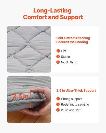 VEVOR Japanese Tatami Mat, Queen Size Foldable Japanese Tatami Mattress, Futon Mattress with Storage Bag & Fastener, 9-Layer Floor Mat for Sleeping, Dormitory, Meditation, Yoga, 80 x 60 x 2.5 in, Gray - BYTTM60INCH258PZF001V0 - view 6