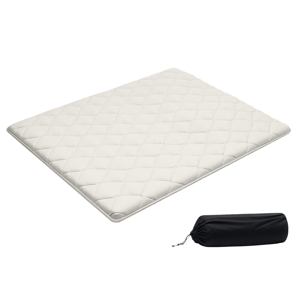VEVOR Japanese Tatami Mat, Queen Size Foldable Japanese Tatami Mattress, Futon Mattress with Storage Bag & Fastener, 9-Layer Floor Mat for Sleeping, Dormitory, Meditation, Yoga, 80 x 60 x 2.5 in, White - BYTTM60INCH2PTA34001V0 - view 1