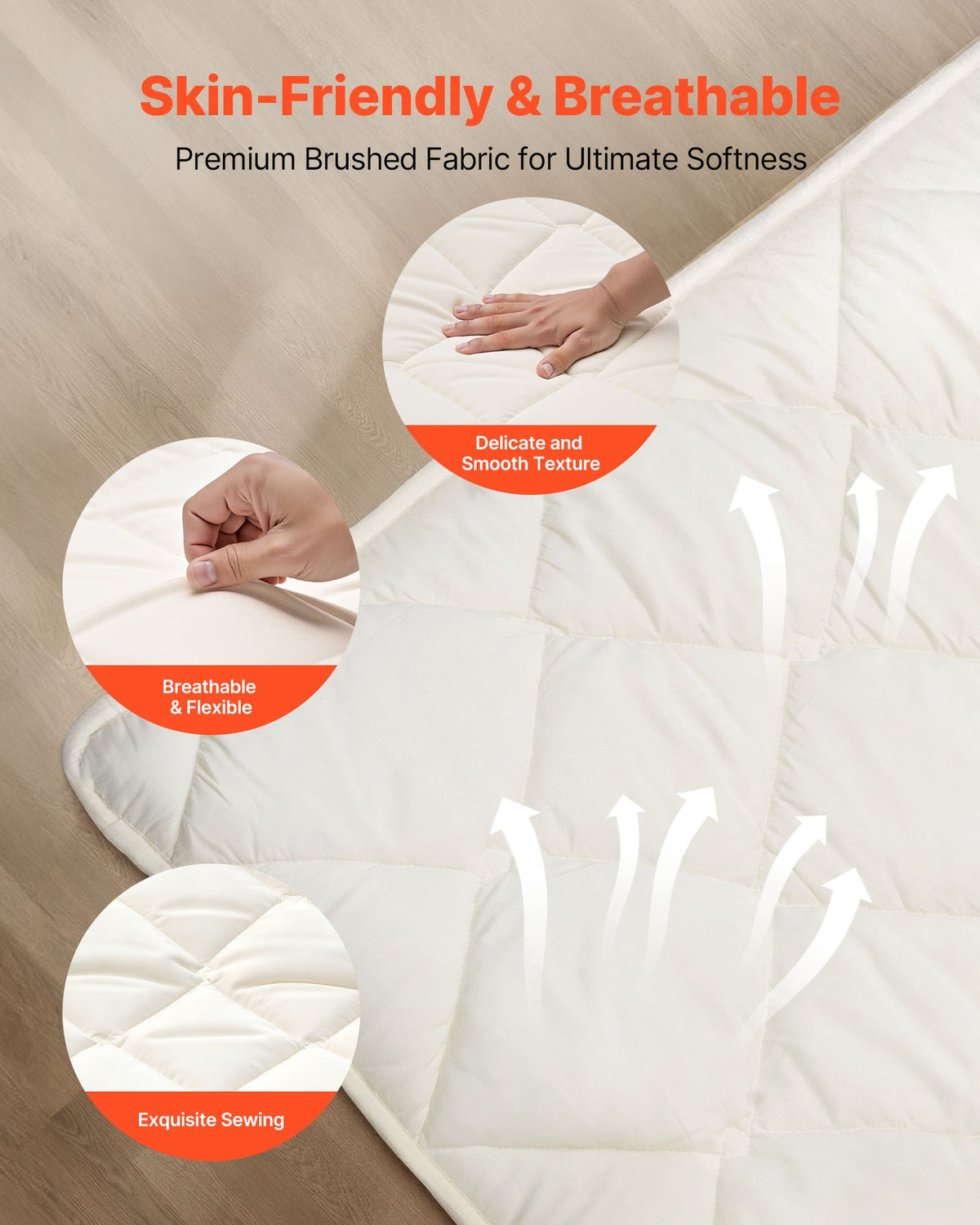 VEVOR Japanese Tatami Mat, Queen Size Foldable Japanese Tatami Mattress, Futon Mattress with Storage Bag & Fastener, 9-Layer Floor Mat for Sleeping, Dormitory, Meditation, Yoga, 80 x 60 x 2.5 in, White - BYTTM60INCH2PTA34001V0 - view 5