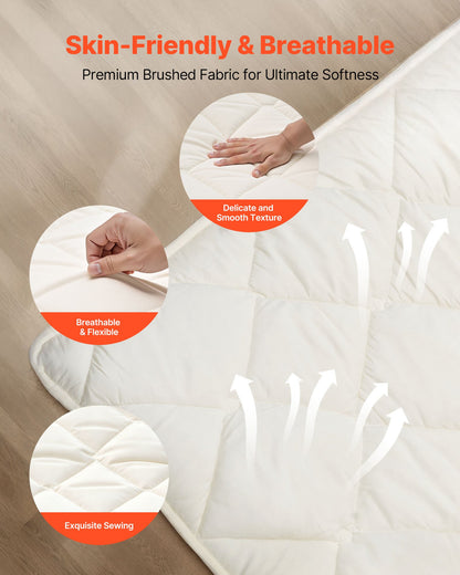 VEVOR Japanese Tatami Mat, Queen Size Foldable Japanese Tatami Mattress, Futon Mattress with Storage Bag & Fastener, 9-Layer Floor Mat for Sleeping, Dormitory, Meditation, Yoga, 80 x 60 x 2.5 in, White - BYTTM60INCH2PTA34001V0 - view 5