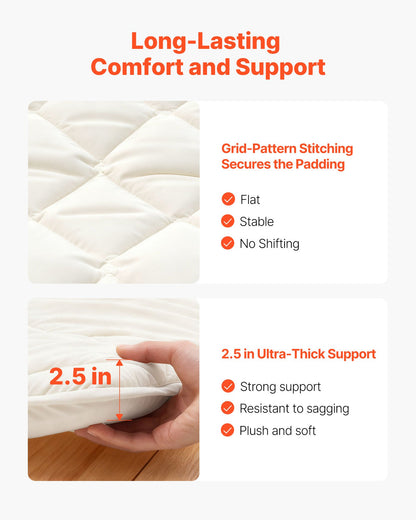 VEVOR Japanese Tatami Mat, Queen Size Foldable Japanese Tatami Mattress, Futon Mattress with Storage Bag & Fastener, 9-Layer Floor Mat for Sleeping, Dormitory, Meditation, Yoga, 80 x 60 x 2.5 in, White - BYTTM60INCH2PTA34001V0 - view 6