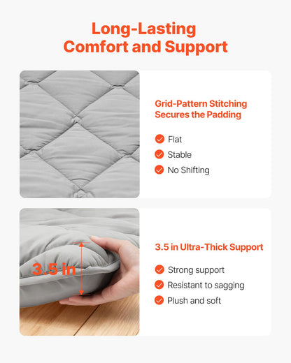 VEVOR Japanese Tatami Mat, Queen Size Foldable Japanese Tatami Mattress, Futon Mattress with Storage Bag & Fastener, 9-Layer Floor Mat for Sleeping, Dormitory, Meditation, Yoga, 80 x 60 x 3.5 in, Gray - BYTTM60INCH3DKOBG001V0 - view 6