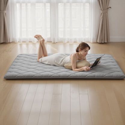 VEVOR Japanese Tatami Mat, Queen Size Foldable Japanese Tatami Mattress, Futon Mattress with Storage Bag & Fastener, 9-Layer Floor Mat for Sleeping, Dormitory, Meditation, Yoga, 80 x 60 x 3.5 in, Gray - BYTTM60INCH3DKOBG001V0 - view 9