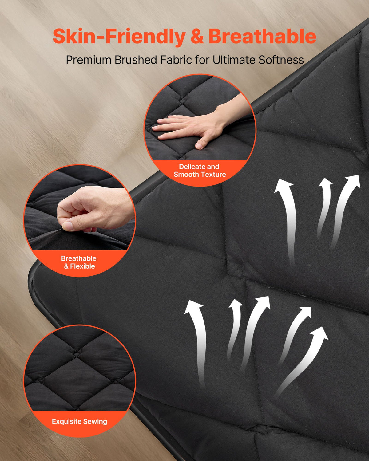 VEVOR Japanese Tatami Mat, Queen Size Foldable Japanese Tatami Mattress, Futon Mattress with Storage Bag & Fastener, 9-Layer Floor Mat for Sleeping, Dorm, Meditation, Yoga, 80 x 60 x 3.5 in, Black - BYTTM60INCH3J1HKM001V0 - view 5
