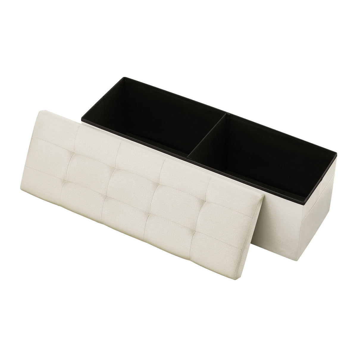 VEVOR Foldable Storage Ottoman Bench, End of Bed Bench with Side Bags, Folding Upholstered Storage Chest Supports 660 lbs, Linen Bed Ottoman with Large Space for Living Room, Bedroom, Entryway, Beige - BYWSZYKZDK405QXFB001V0 - view 1
