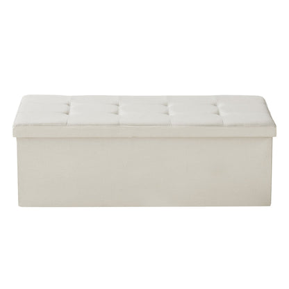 VEVOR Foldable Storage Ottoman Bench, End of Bed Bench with Side Bags, Folding Upholstered Storage Chest Supports 660 lbs, Linen Bed Ottoman with Large Space for Living Room, Bedroom, Entryway, Beige - BYWSZYKZDK405QXFB001V0 - view 10