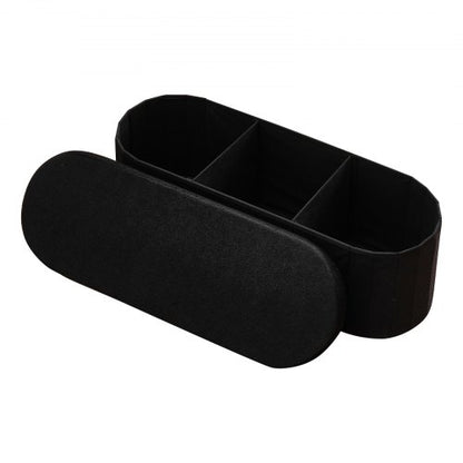VEVOR Oval Storage Ottoman Bench, Foldable Teddy Fleece End of Bed Bench, Folding Upholstered Bed Ottoman Chest with Large Storage Space, Supports 660 lbs, for Living Room, Bedroom, Entryway, Black - BYWSZYKZDK406PEG4001V0 - view 2