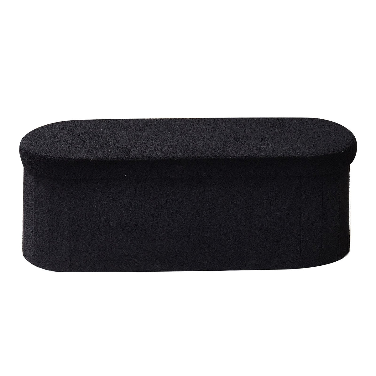 VEVOR Oval Storage Ottoman Bench, Foldable Teddy Fleece End of Bed Bench, Folding Upholstered Bed Ottoman Chest with Large Storage Space, Supports 660 lbs, for Living Room, Bedroom, Entryway, Black - BYWSZYKZDK406PEG4001V0 - view 10