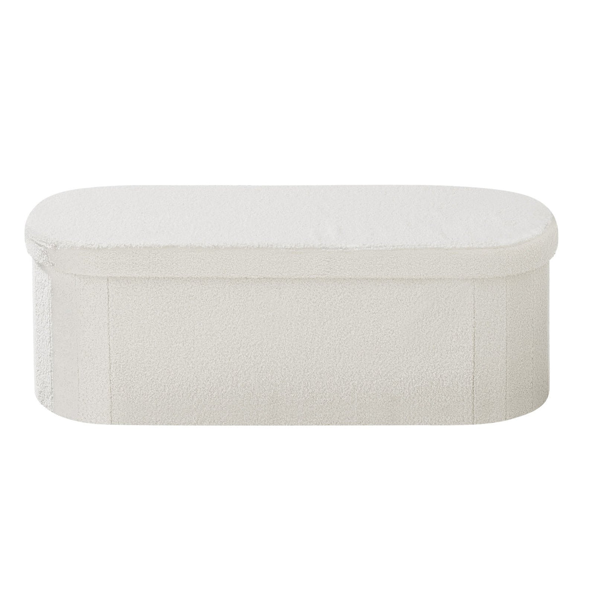 VEVOR Oval Storage Ottoman Bench, Foldable Teddy Fleece End of Bed Bench, Folding Upholstered Bed Ottoman Chest with Large Storage Space, Supports 660 lbs, for Living Room, Bedroom, Entryway, Beige - BYWSZYKZDK40BI0GO001V0 - view 10
