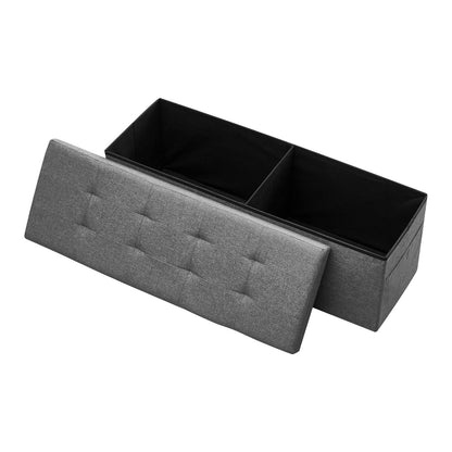 VEVOR Foldable Storage Ottoman Bench, End of Bed Bench with Side Bags, Folding Upholstered Storage Chest Supports 660 lbs, Linen Bed Ottoman with Large Space for Living Room, Bedroom, Entryway, Grey - BYWSZYKZDK40FW7EP001V0 - view 1