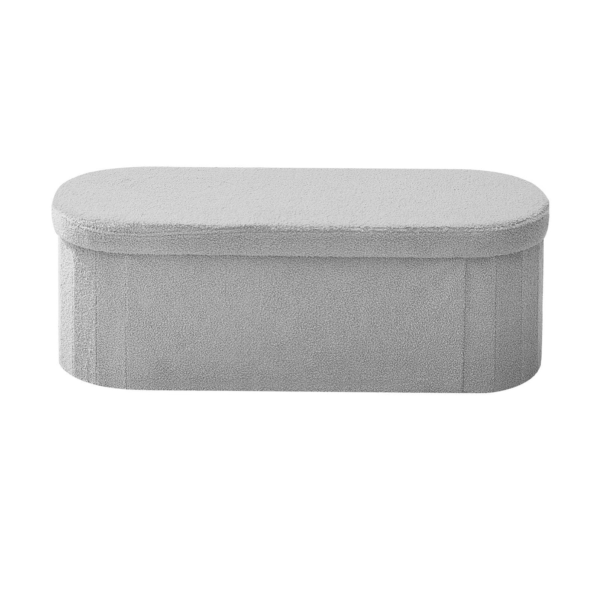 VEVOR Oval Storage Ottoman Bench, Foldable Teddy Fleece End of Bed Bench, Folding Upholstered Bed Ottoman Chest with Large Storage Space, Supports 660 lbs, for Living Room, Bedroom, Entryway, Grey - BYWSZYKZDK40KOB06001V0 - view 10