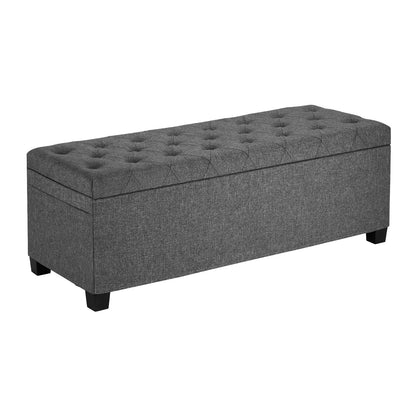 VEVOR Storage Ottoman Bench, Button-Tufted End of Bed Bench with Side Bags, Flip-up Upholstered Storage Chest with Metal Frame, Linen Bed Ottoman for Living Room, Bedroom, Entryway, Office, Grey - BYWSZYXTK404GT90L001V0 - view 1