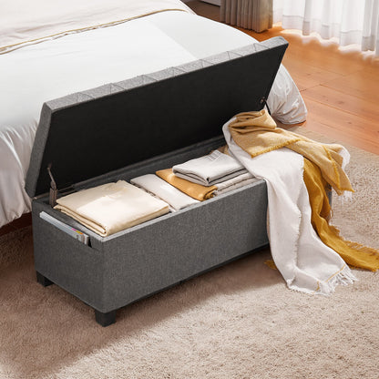 VEVOR Storage Ottoman Bench, Button-Tufted End of Bed Bench with Side Bags, Flip-up Upholstered Storage Chest with Metal Frame, Linen Bed Ottoman for Living Room, Bedroom, Entryway, Office, Grey - BYWSZYXTK404GT90L001V0 - view 9