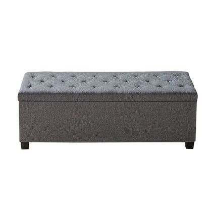 VEVOR Storage Ottoman Bench, Button-Tufted End of Bed Bench with Side Bags, Flip-up Upholstered Storage Chest with Metal Frame, Linen Bed Ottoman for Living Room, Bedroom, Entryway, Office, Grey - BYWSZYXTK404GT90L001V0 - view 10