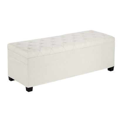VEVOR Storage Ottoman Bench, Button-Tufted End of Bed Bench with Side Bags, Flip-up Upholstered Storage Chest with Metal Frame, Linen Bed Ottoman for Living Room, Bedroom, Entryway, Office, Beige - BYWSZYXTK404XZWNY001V0 - view 1