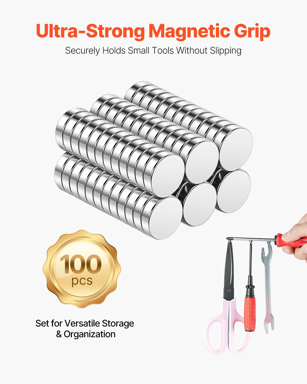 VEVOR Rare Earth Magnets, 100 Pcs Strong Round Small Neodymium Magnets Disc with Transparent Storage Box, for Whiteboard, Refrigerator, Cabinet, Dry Erase Board, Home, Kitchen, Office, School - BYXCT100JZMIQBHR2001V0 - view 3