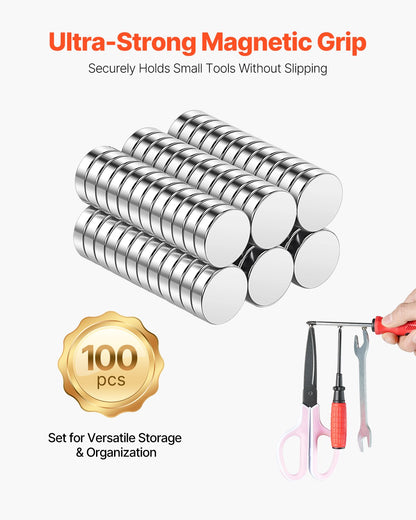 VEVOR Rare Earth Magnets, 100 Pcs Strong Round Small Neodymium Magnets Disc with Transparent Storage Box, for Whiteboard, Refrigerator, Cabinet, Dry Erase Board, Home, Kitchen, Office, School - BYXCT100JZMIQBHR2001V0 - view 3