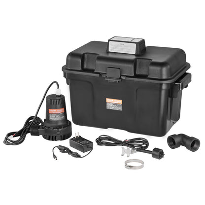VEVOR Basement Emergency Back-Up Sump Pump, 2000GPH 0.17 HP Backup Sump Pump System, with 15V Adapter, Float Switch, 24-Hour-a-Day Monitoring Controller, Alerts, and Charger, Black - BYZLB2000GPHEP7FM001V1 - view 10