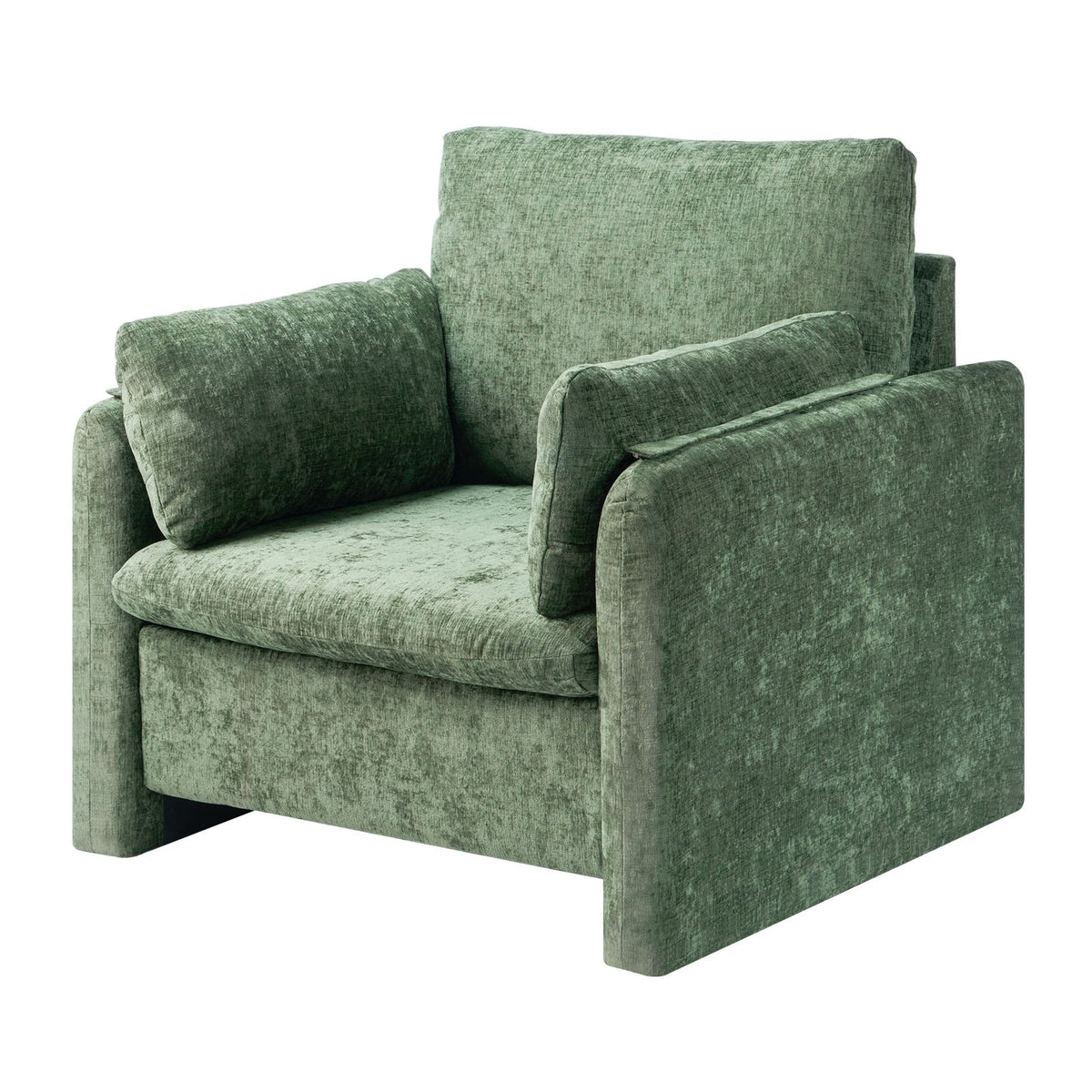 VEVOR Green Accent Chair, Modern Upholstered Accent Chair with Armrests, Cloth Arm Chairs with Thick Cushion and Arched Backrest, Single Fabric Armchair for Living Room, Bedroom, Study, Office - BYZSYFXBY323H7UPQ001V0 - view 1
