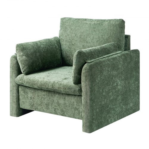 VEVOR Green Accent Chair, Modern Upholstered Accent Chair with Armrests, Cloth Arm Chairs with Thick Cushion and Arched Backrest, Single Fabric Armchair for Living Room, Bedroom, Study, Office - BYZSYFXBY323H7UPQ001V0 - view 2