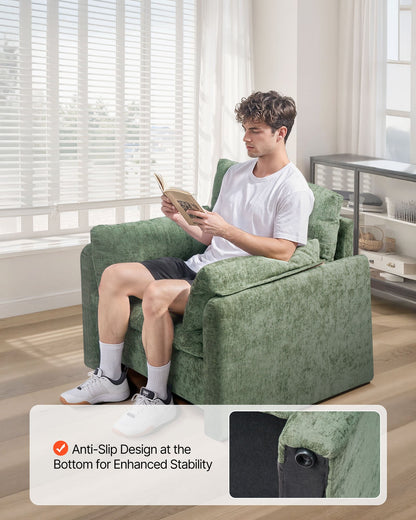 VEVOR Green Accent Chair, Modern Upholstered Accent Chair with Armrests, Cloth Arm Chairs with Thick Cushion and Arched Backrest, Single Fabric Armchair for Living Room, Bedroom, Study, Office - BYZSYFXBY323H7UPQ001V0 - view 5