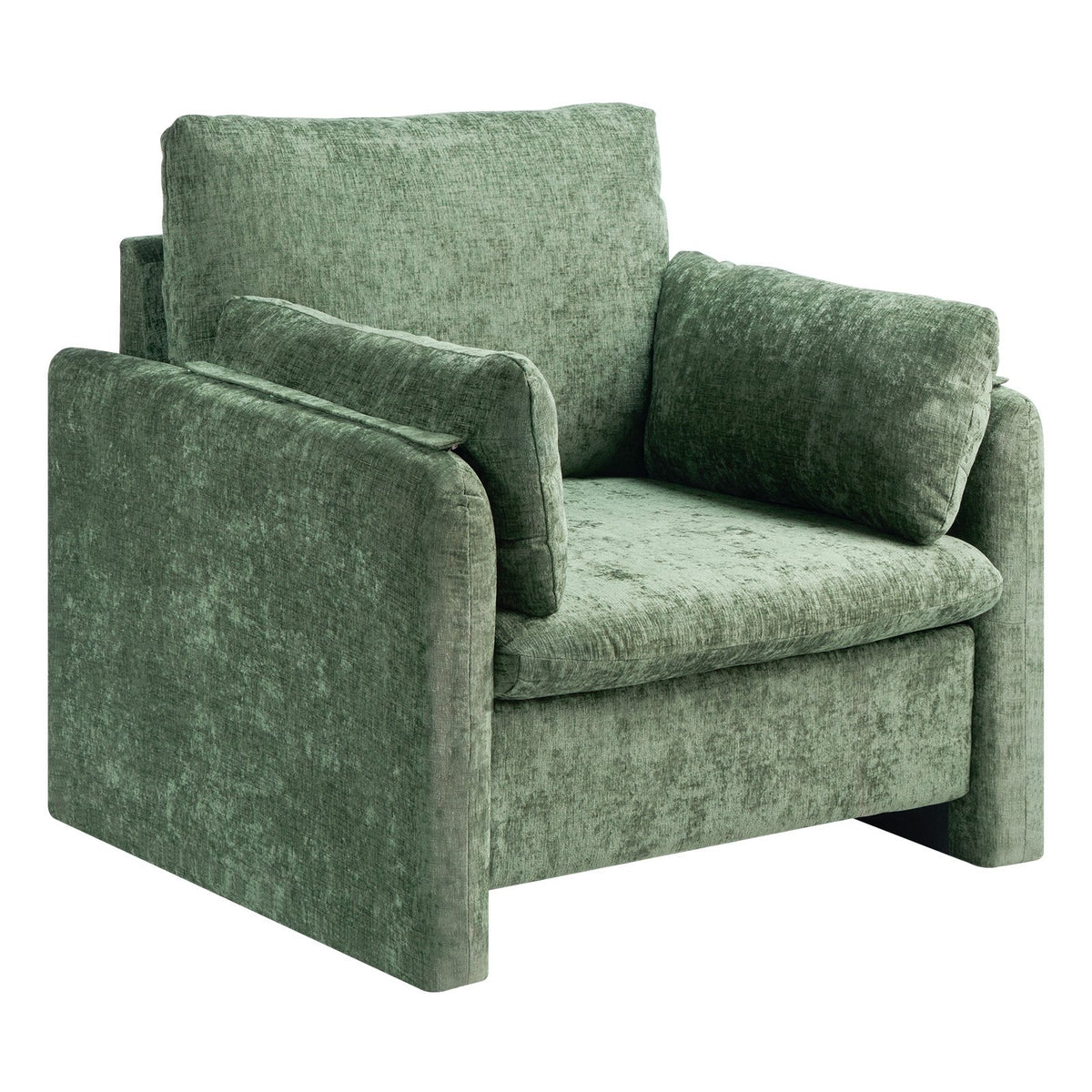 VEVOR Green Accent Chair, Modern Upholstered Accent Chair with Armrests, Cloth Arm Chairs with Thick Cushion and Arched Backrest, Single Fabric Armchair for Living Room, Bedroom, Study, Office - BYZSYFXBY323H7UPQ001V0 - view 10