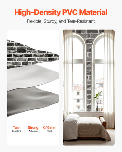 VEVOR Peel and Stick Wallpaper, 17.7 x 393.7 inch Contact Paper Gray Brick Waterpoof Self Adhesive, Easy to Clean & Peel Wall Decorative Vinyl Roll for Bedroom Kitchen Bathroom Office Desk - BZCCBZJKD40453KQP001V0 - view 6