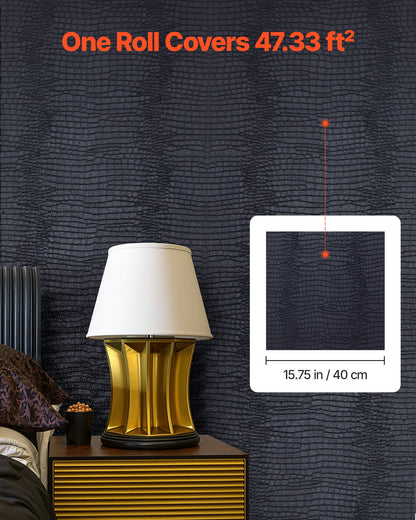 VEVOR Peel and Stick Wallpaper, 15.7 x 393.7 inch Contact Paper Black Cracked Texture Waterpoof Self Adhesive, Easy to Clean & Peel Wall Decorative Vinyl Roll for Bedroom Kitchen Bathroom Office - BZCCBZJKD4047IN2Y001V0 - view 5