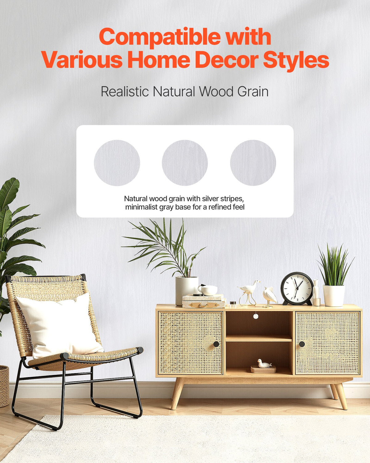 VEVOR Peel and Stick Wallpaper, 17.7 x 393.7 inch Contact Paper White Wood Grain Waterpoof Self Adhesive, Easy to Clean & Peel Wall Decorative Vinyl Roll for Bedroom Kitchen Bathroom Desk Office - BZCCBZJKD404EN7QI001V0 - view 3