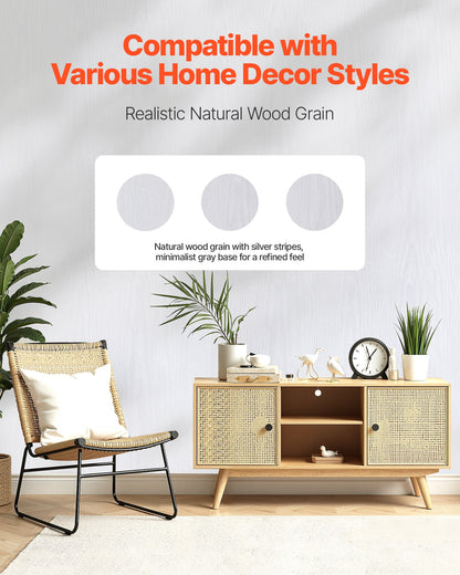 VEVOR Peel and Stick Wallpaper, 17.7 x 393.7 inch Contact Paper White Wood Grain Waterpoof Self Adhesive, Easy to Clean & Peel Wall Decorative Vinyl Roll for Bedroom Kitchen Bathroom Desk Office - BZCCBZJKD404EN7QI001V0 - view 3