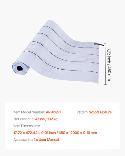 VEVOR Peel and Stick Wallpaper, 17.7 x 472.4 inch Contact Paper White Wood Textured Waterpoof Self Adhesive, Easy to Clean & Peel Wall Decorative Vinyl Roll for Bedroom Kitchen Bathroom Office Desk - BZCCBZJKD404RNWRJ001V0 - view 8
