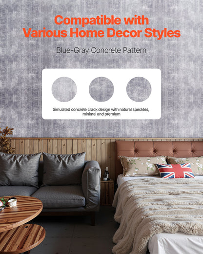 VEVOR Peel and Stick Wallpaper, 15.7 x 590.5 inch Contact Paper Waterpoof Self Adhesive, Easy to Clean Wall Decorative Vinyl Roll for Bedroom Kitchen Bathroom Office,Dark Gray Industrial Style - BZCCBZJKD404RYG5I001V0 - view 3