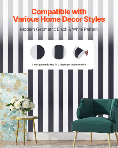 VEVOR Peel and Stick Wallpaper, 17.7 x 590.5 inch Contact Paper Black White Modern Geometric Waterpoof Self Adhesive, Easy to Clean Wall Decorative Vinyl Roll for Bedroom Kitchen Bathroom Office - BZCCBZJKD404U7O07001V0 - view 3