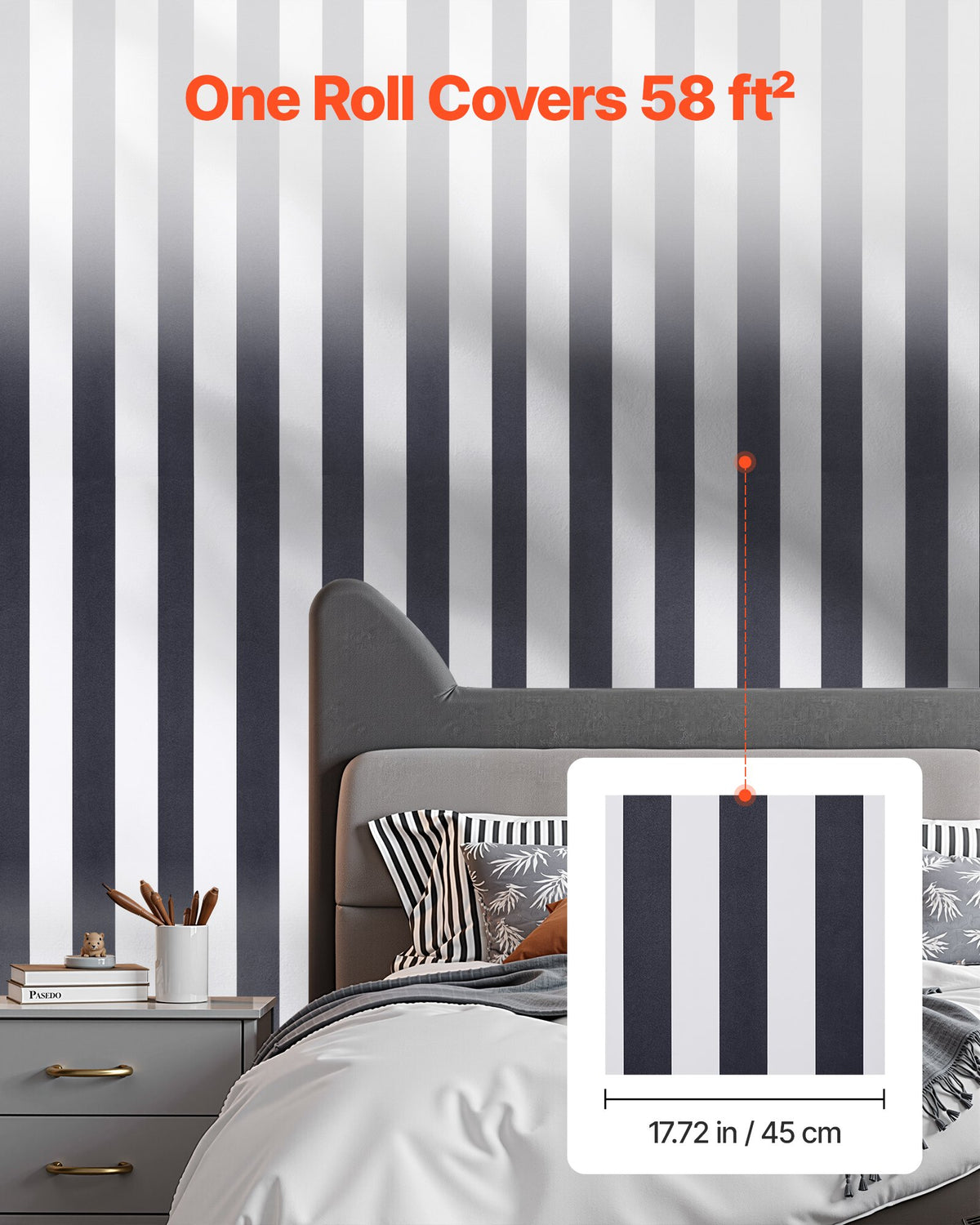 VEVOR Peel and Stick Wallpaper, 17.7 x 590.5 inch Contact Paper Black White Modern Geometric Waterpoof Self Adhesive, Easy to Clean Wall Decorative Vinyl Roll for Bedroom Kitchen Bathroom Office - BZCCBZJKD404U7O07001V0 - view 5