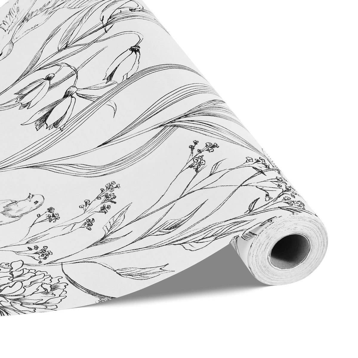 VEVOR Peel and Stick Wallpaper, 17.7 x 393.7 inch Contact Paper White Line Art Botanical Floral Waterpoof Self Adhesive, Easy to Clean Wall Decorative Vinyl Roll for Bedroom Kitchen Bathroom Office - BZCCBZJKD404WXD03001V0 - view 1