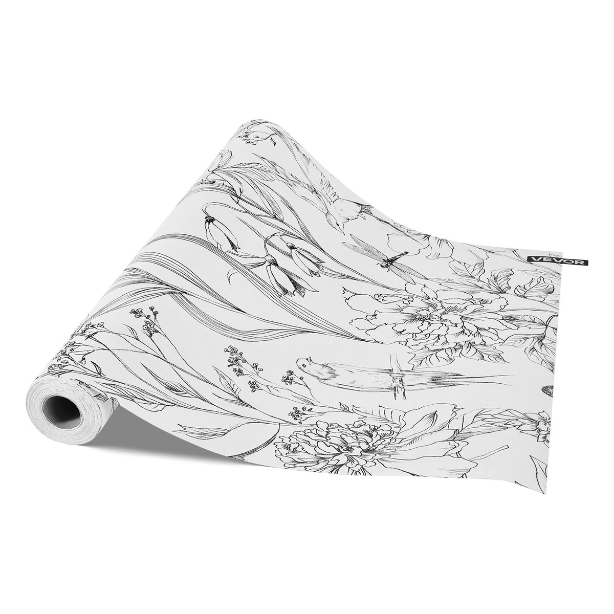 VEVOR Peel and Stick Wallpaper, 17.7 x 393.7 inch Contact Paper White Line Art Botanical Floral Waterpoof Self Adhesive, Easy to Clean Wall Decorative Vinyl Roll for Bedroom Kitchen Bathroom Office - BZCCBZJKD404WXD03001V0 - view 10