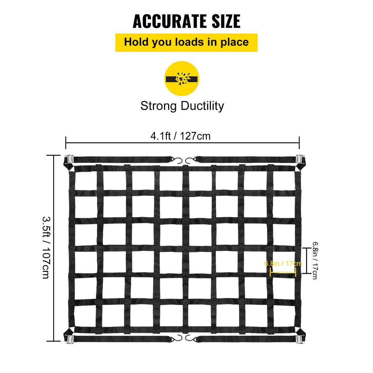 VEVOR Truck Bed Cargo Net - 3.5 x 4.1 ft - product view 3