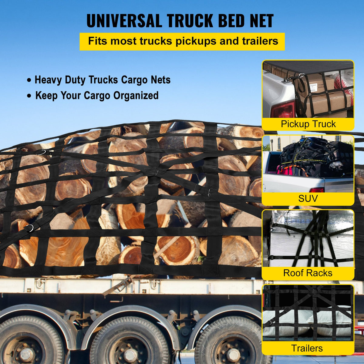 VEVOR Truck Bed Cargo Net - 4.2 x 5.5 ft - product view 2