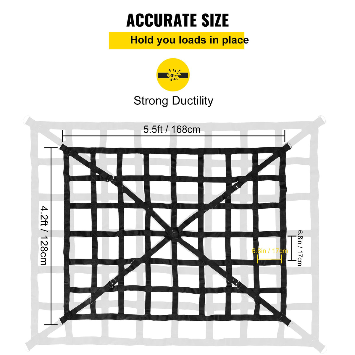VEVOR Truck Bed Cargo Net - 4.2 x 5.5 ft - product view 3