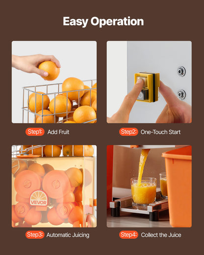 VEVOR Commercial Orange Juicer Machine, 120W Electric Orange Juice Press, Stainless Steel Orange Squeezer for 20 per Minute, Lemon Citrus Pomegranates Extractor with Peels Collecting Bucket - BZDJLCZJ120W21DK8001V1 - view 7