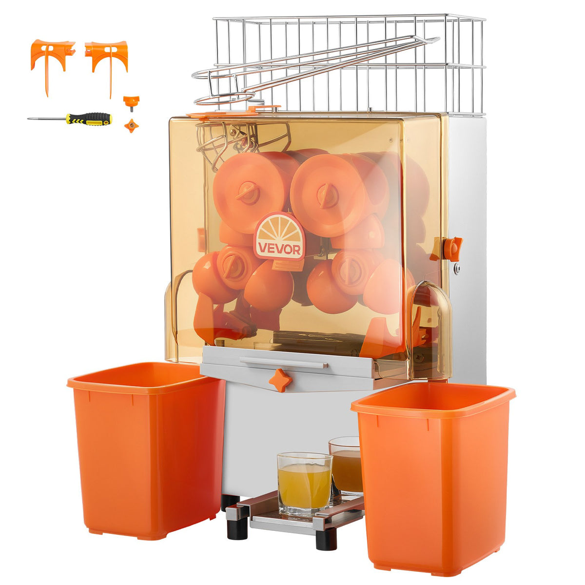 VEVOR Commercial Orange Juicer Machine, 120W Electric Orange Juice Press, Stainless Steel Orange Squeezer for 20 per Minute, Lemon Citrus Pomegranates Extractor with Peels Collecting Bucket - BZDJLCZJ120W21DK8001V1 - view 10