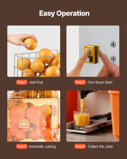 VEVOR Commercial Orange Juicer Machine, 120W Electric Orange Juice Press, Stainless Steel Orange Squeezer for 20 per Minute, Lemon Citrus Pomegranates Extractor with Water Tap, Peels Collecting Bucket - BZDJLCZJ120W2XHR7001V1 - view 7